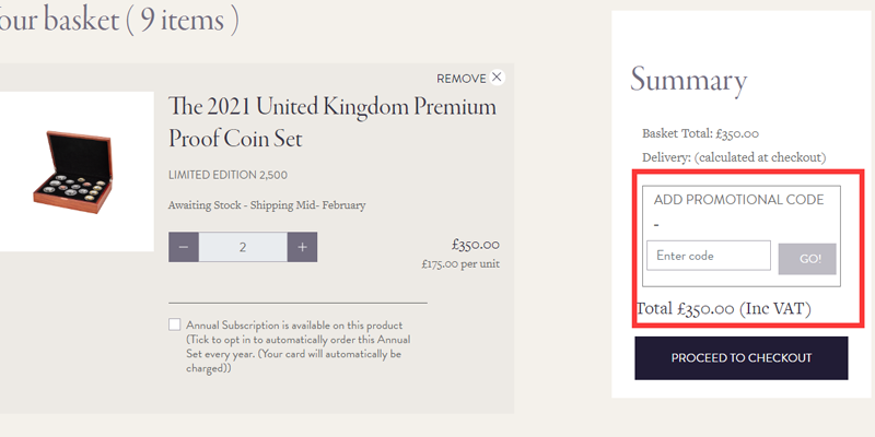 the royal mint uk promo code