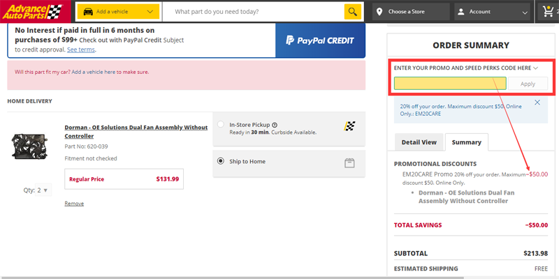 advance auto parts coupon code online